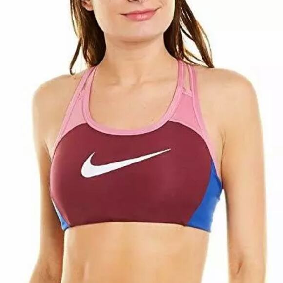 NEW Nike Sports Bra Swoosh Logo Colorblocked Medium Impact Racerback Size Small - Picture 1 of 4